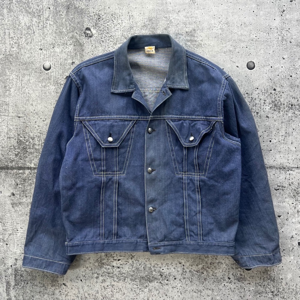 Vintage Golden Horse Jacket Mens Large Blue Denim Trucker Faded Distressed 70s